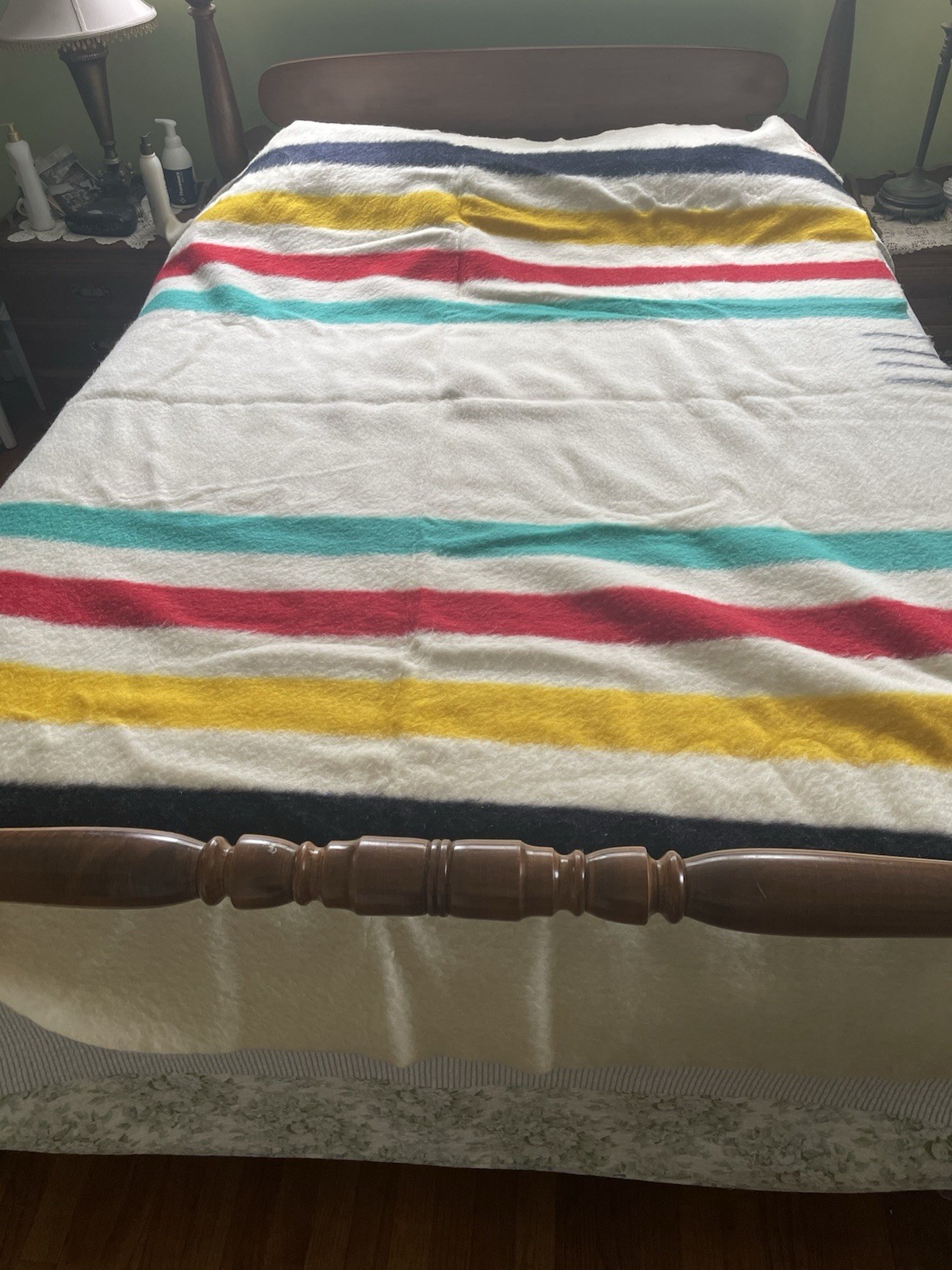 Vintage Hudson's Bay Gold Label, 100% Wool Blanket 4 Point 1930s  69”x86”