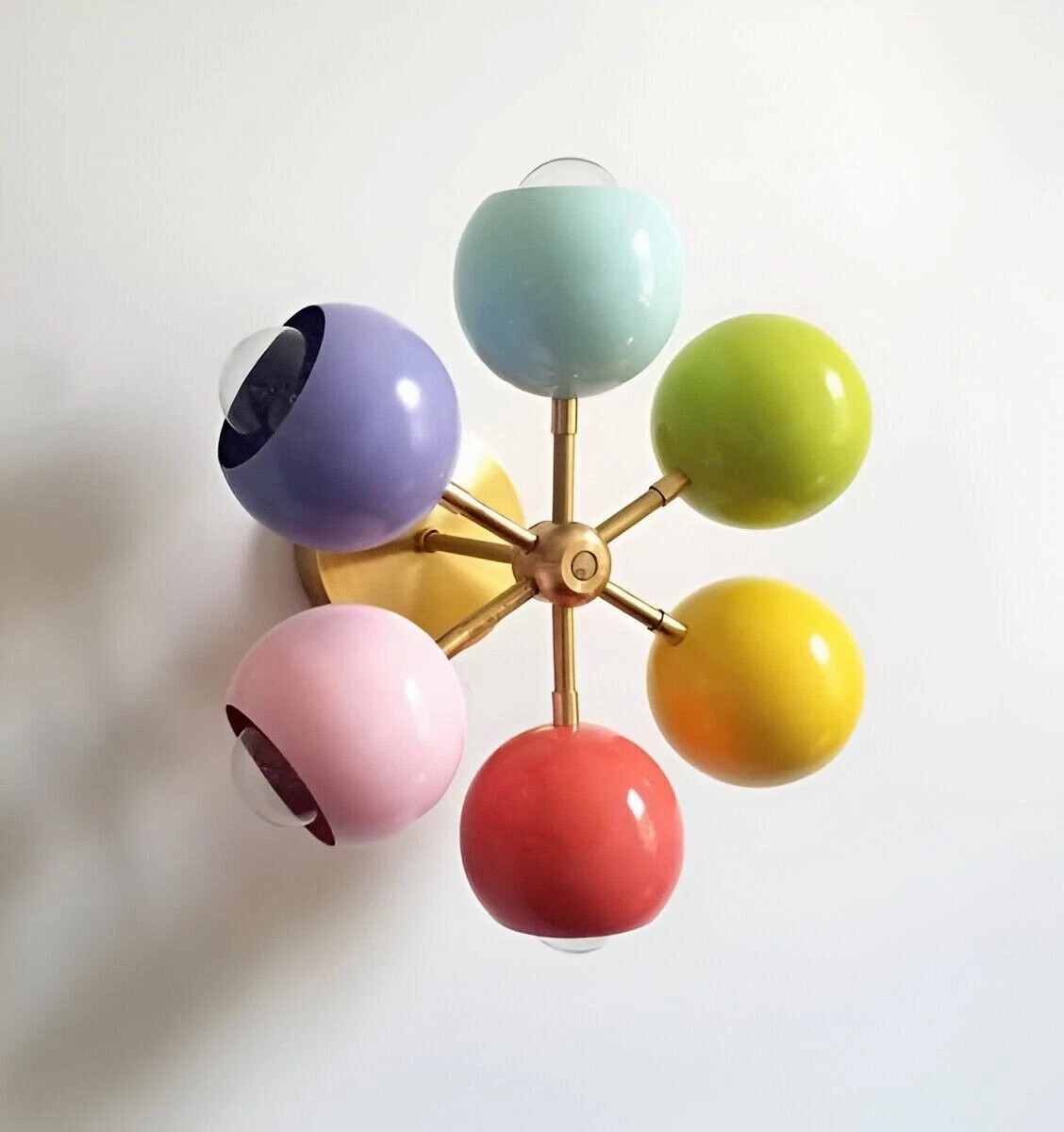 Raw Brass Sputnik Wall Lamp: Mid Century Modern Light Fixture