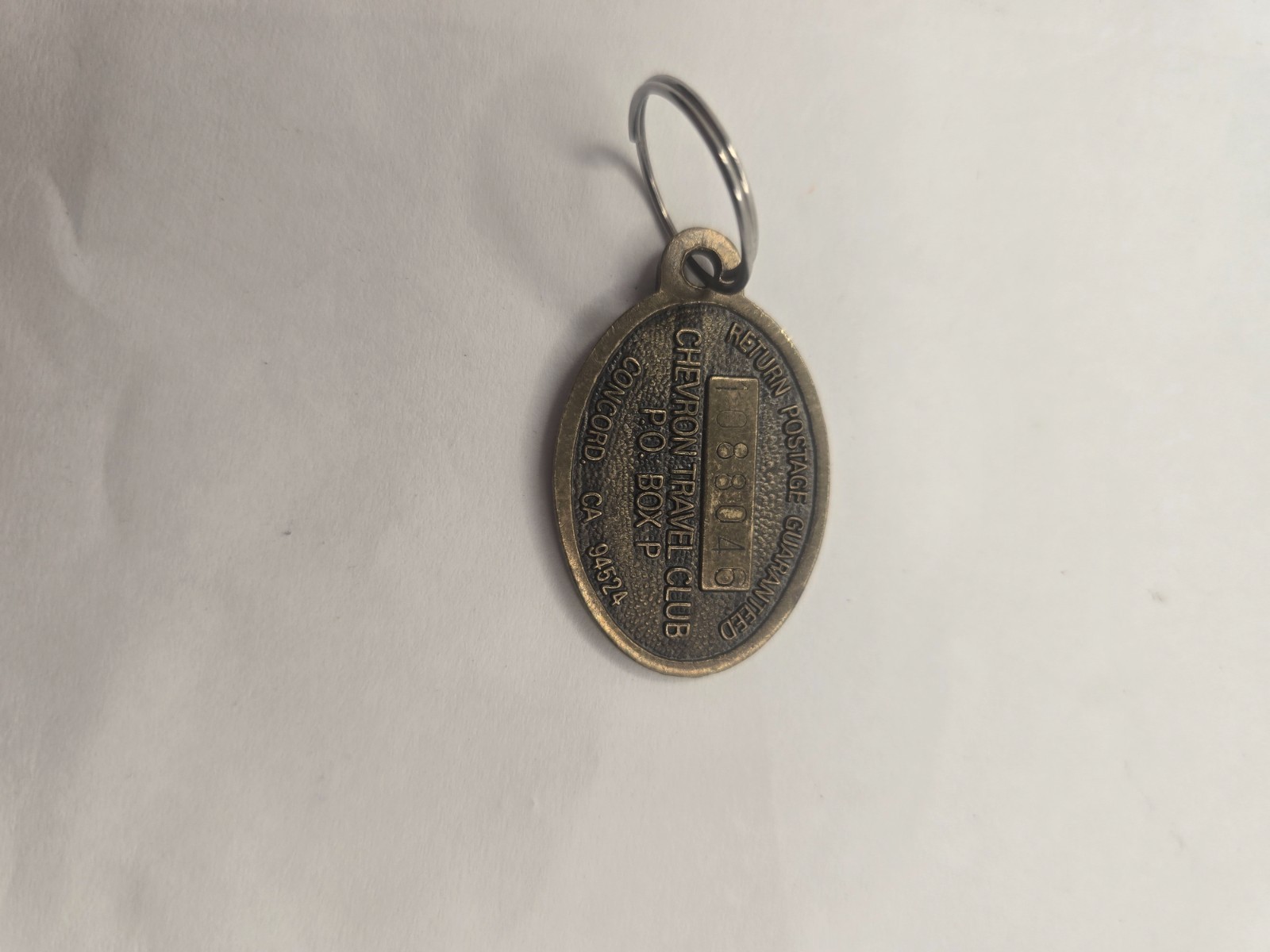VINTAGE CHEVRON TRAVEL CLUB RETURN POSTAGE KEYCHAIN