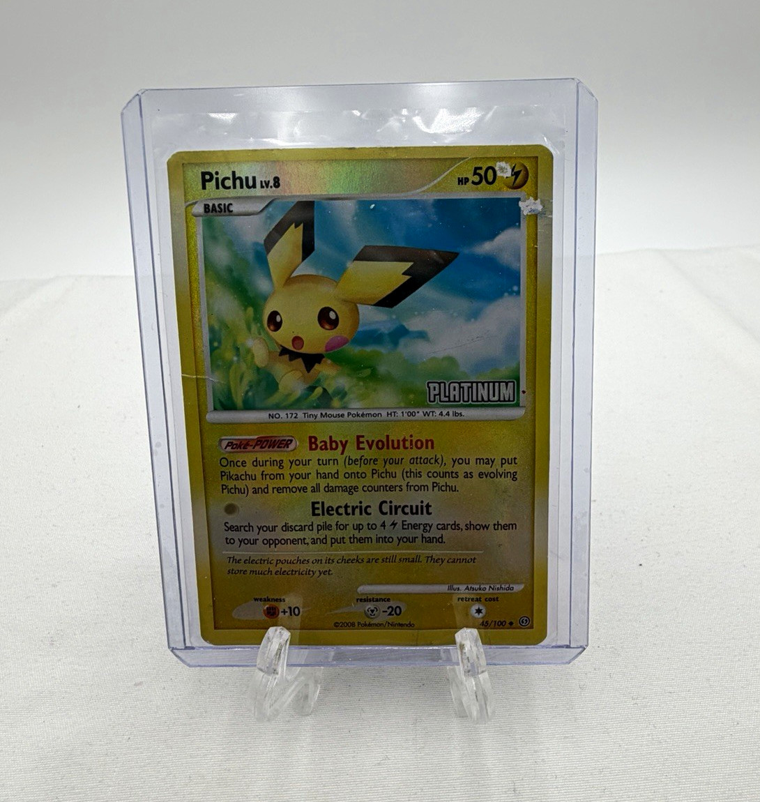 Pichu 45/100 Platinum Stamped Burger King Promo Reverse Holo Pokemon 2009
