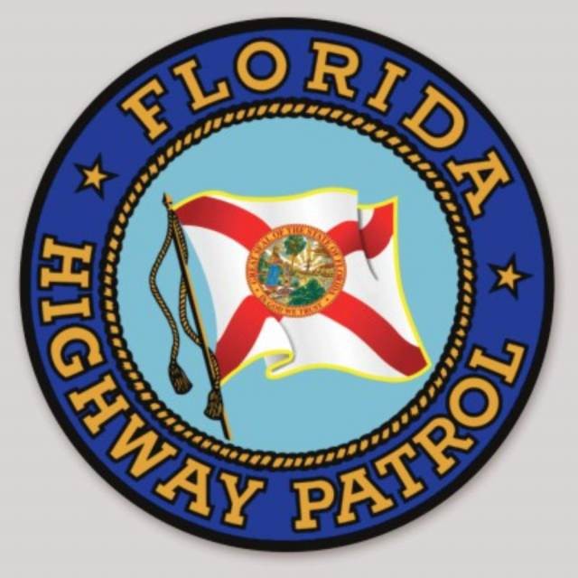 Florida Highway Patrol Round Vinyl Sticker Decal 4 x 4 Inch Non Reflective