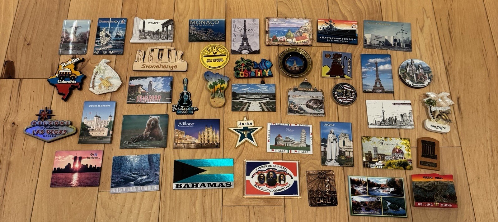 Assorted Travel & Places Souvenir Fridge Magnet Lot.  All Over The Globe.