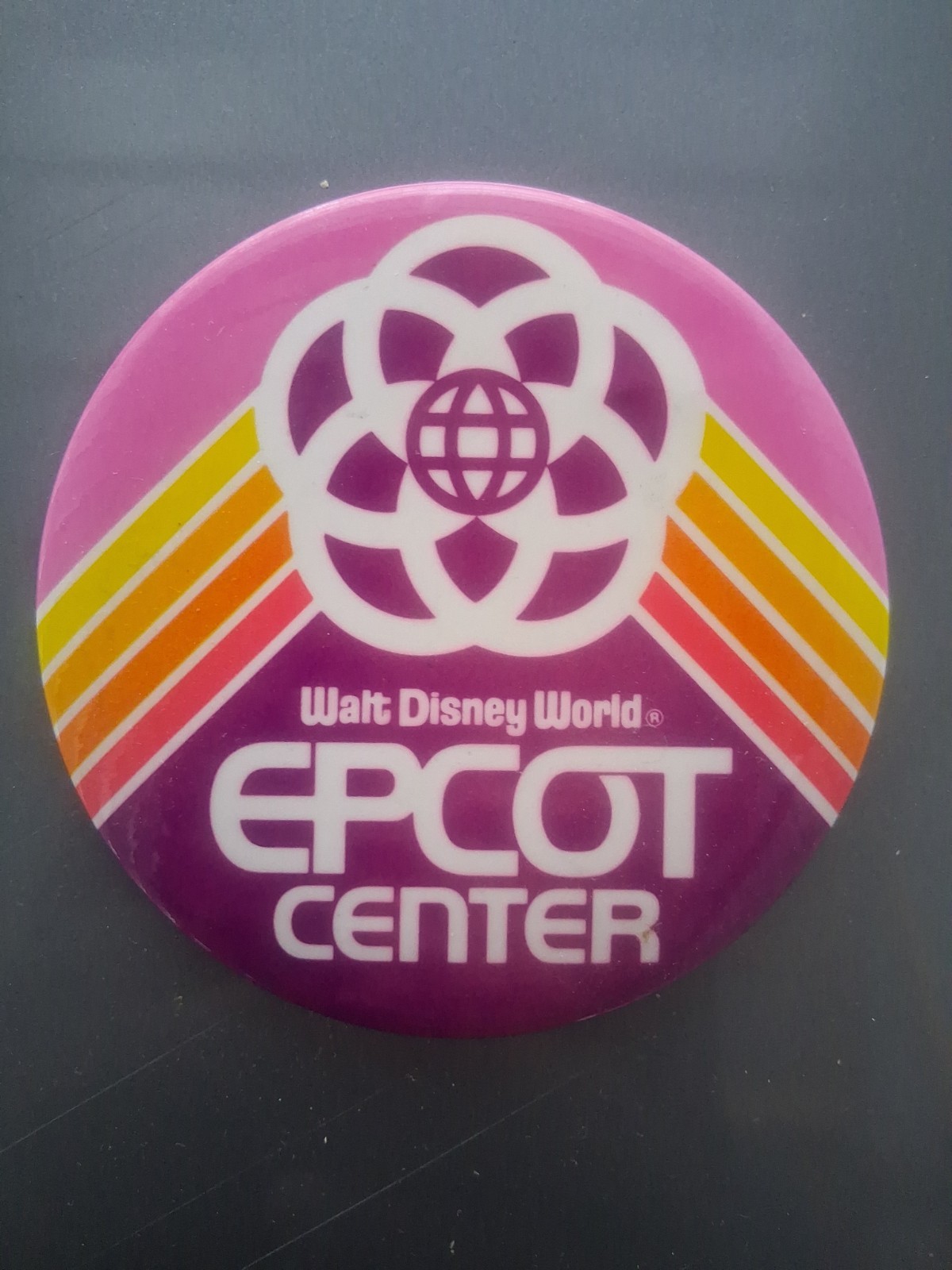 Vintage 80s Epcot Center Large Pinback Button Walt Disney World Grand Opening PA