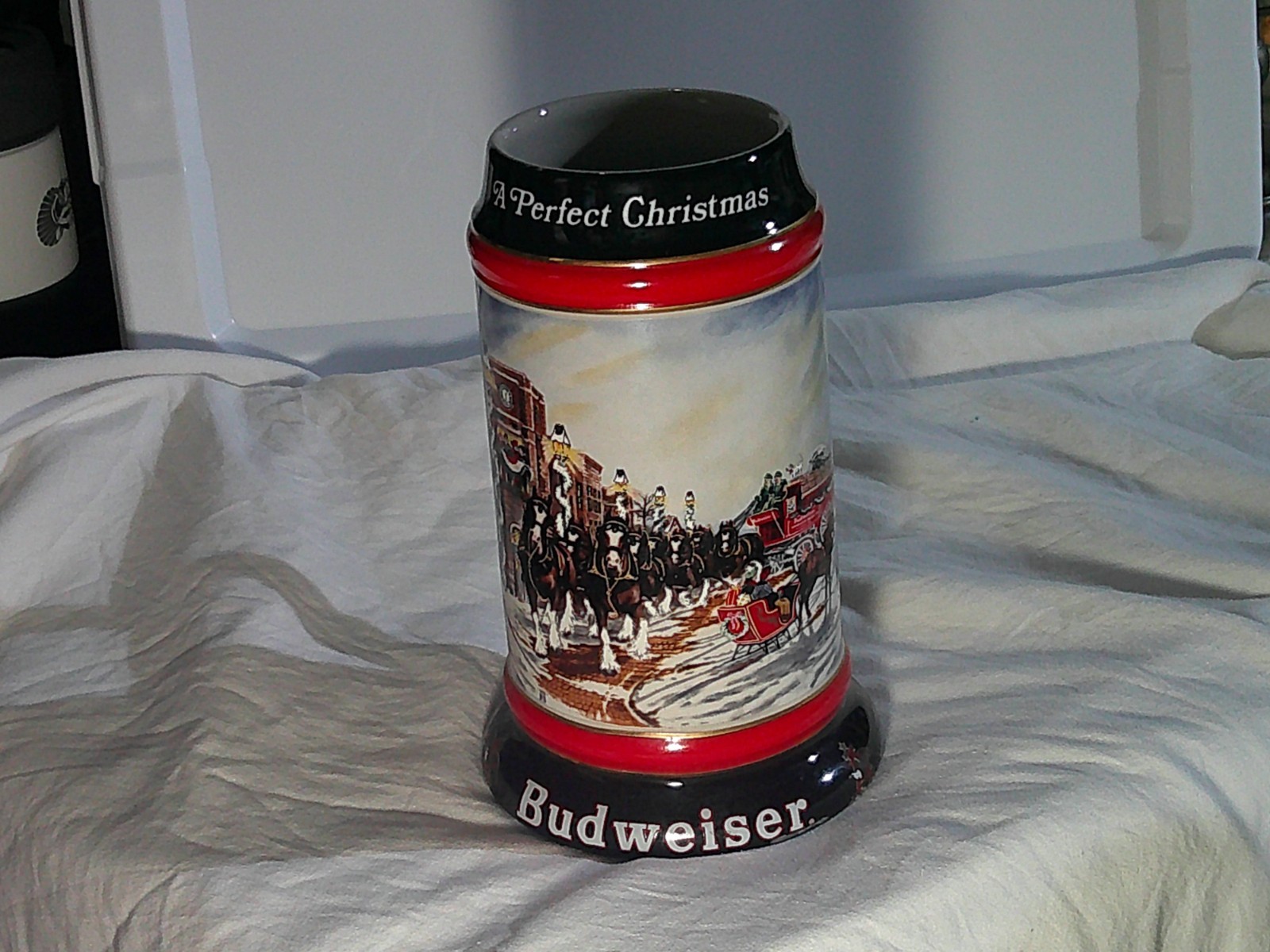 Vintage Budweiser Ceramic Clydesdale Christmas Mug
