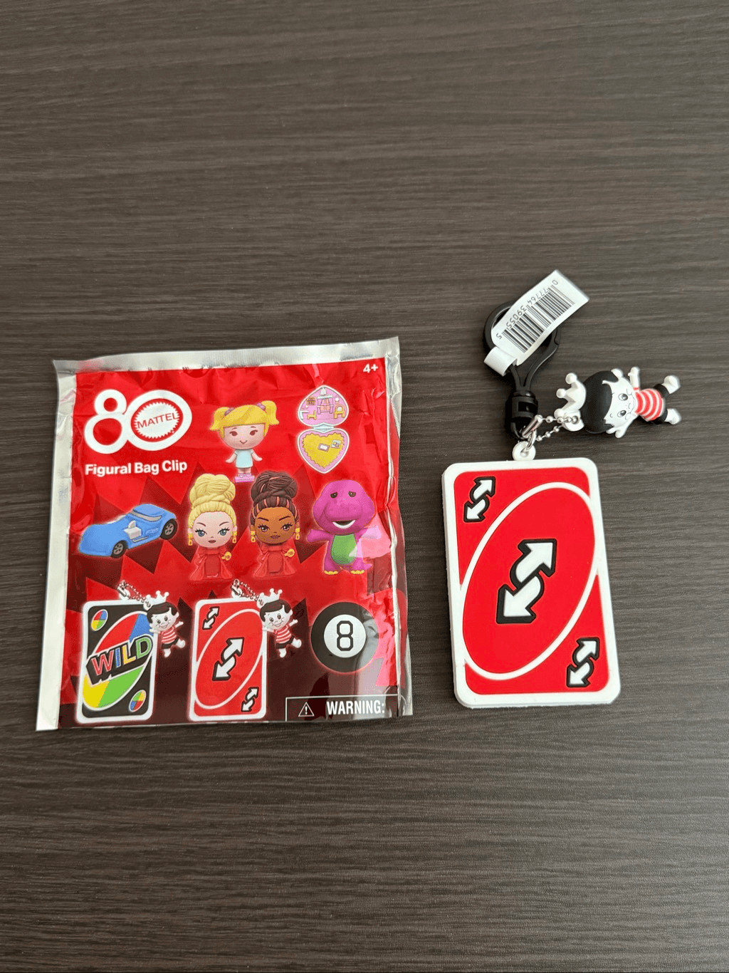 Mattel 80th Anniversary Bag Clip - UNO Reverse Card with Matty Mattel Charm