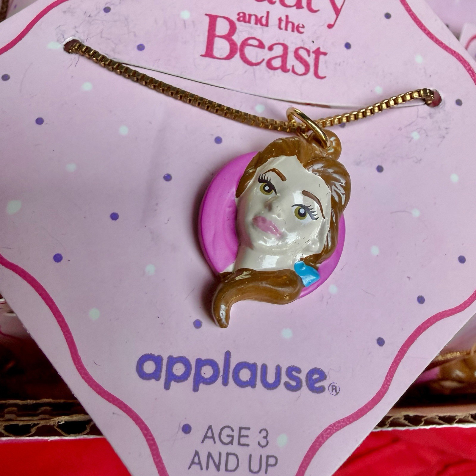 Qty 50-Party Favor- Vtg Belle Disney Beauty The Beast Pendant Charm Necklace 16”