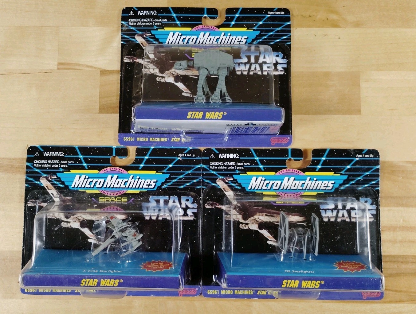 ​Vintage Galoob Micro Machines Star Wars Lot of 3 AT-AT X-Wing TIE Fighter 