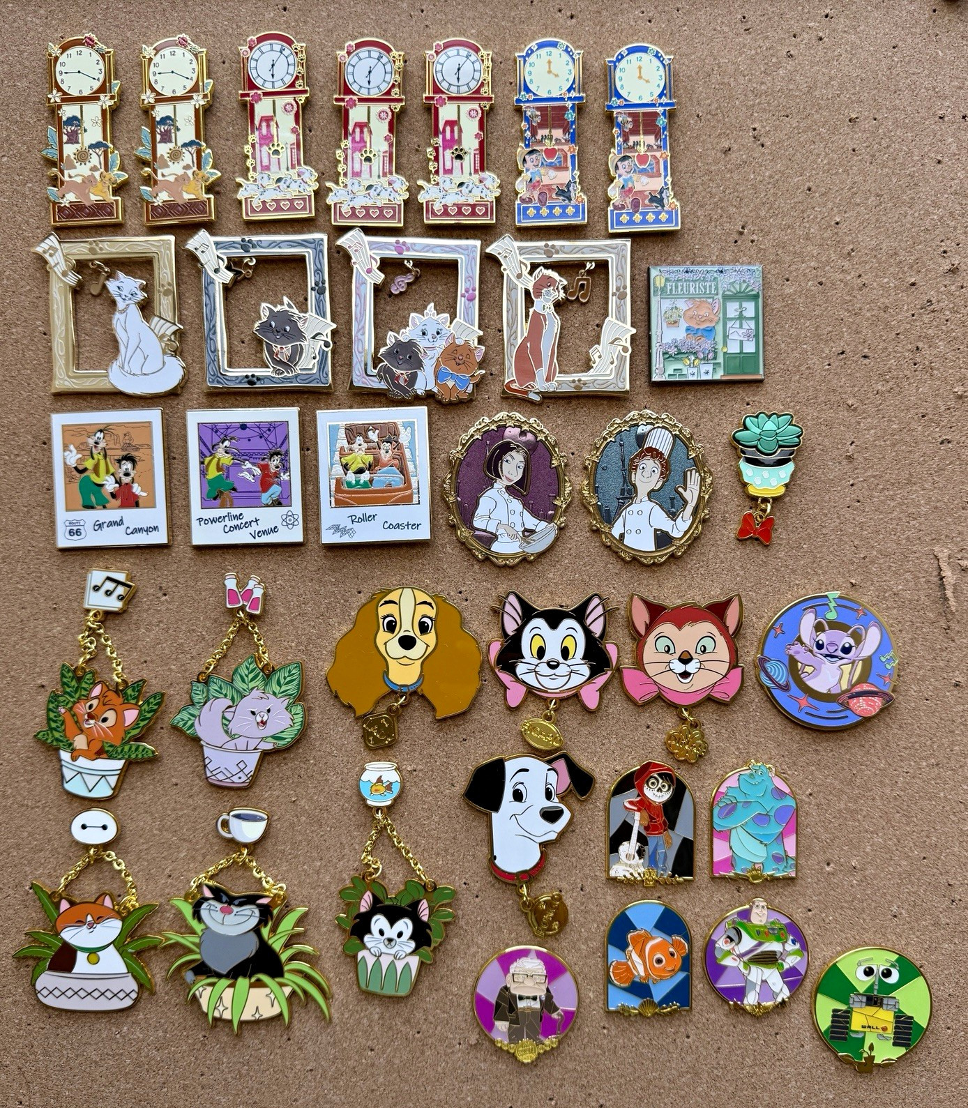 Disney Box Lunch Pin Lot of 34 Set - Enamel Pins Assorted Designs