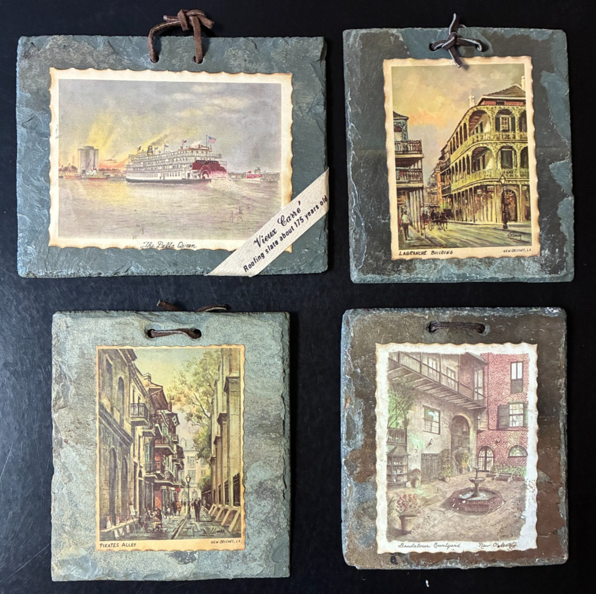 Antique New Orleans 1800s Slate Roofing Tile Lot – Vintage Decoupaged Wall Art