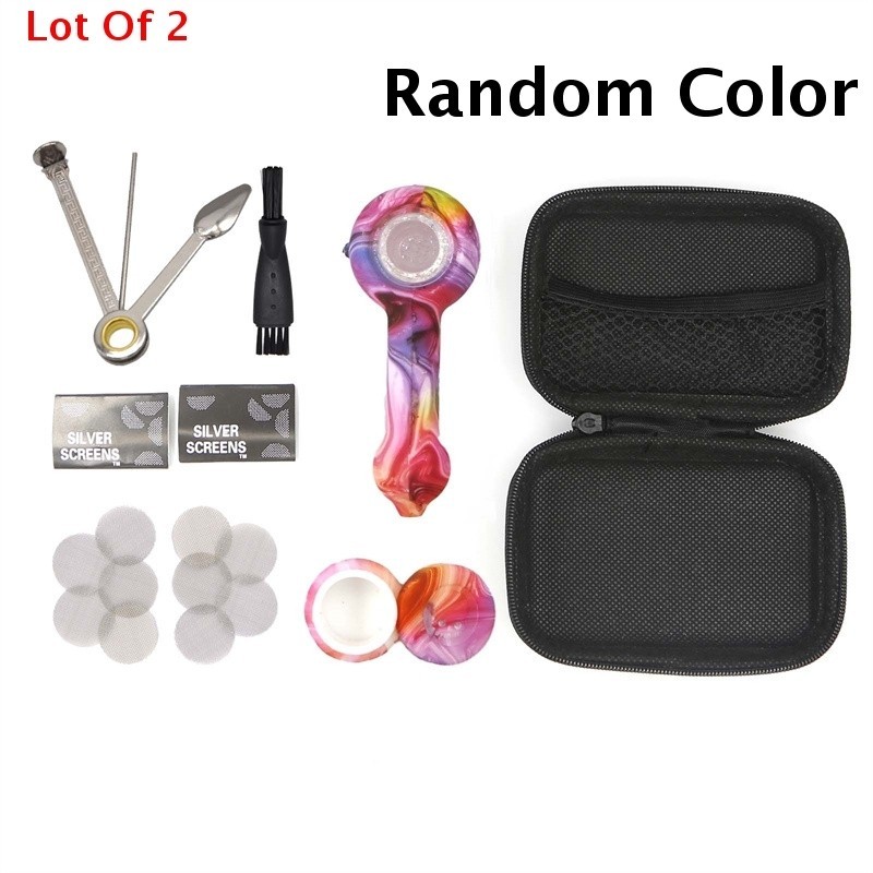 2‑Piece Blind Box 4.37‑Inch Silicone Hookah Pipe Set with Tool Organizer