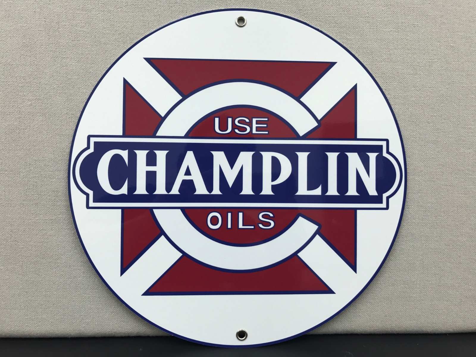Champlin oil  racing vintage gasoline advertising sign round