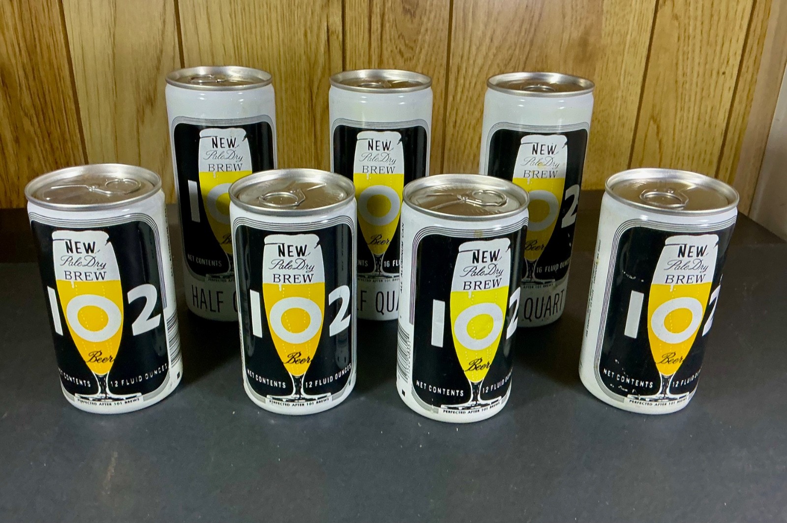 102 Pale Dry Brew Vintage 7 Can Lot 16 oz and 12 oz 