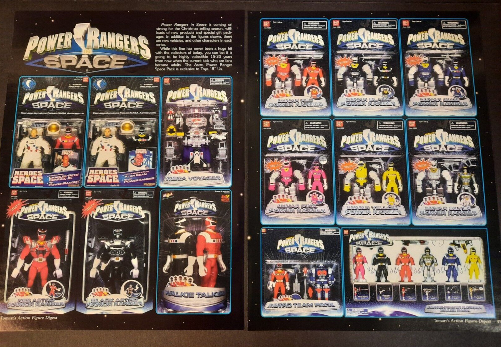 1997 POWER RANGERS IN SPACE Action Figures ~ 2x Magazine Preview Pages/PRINT AD
