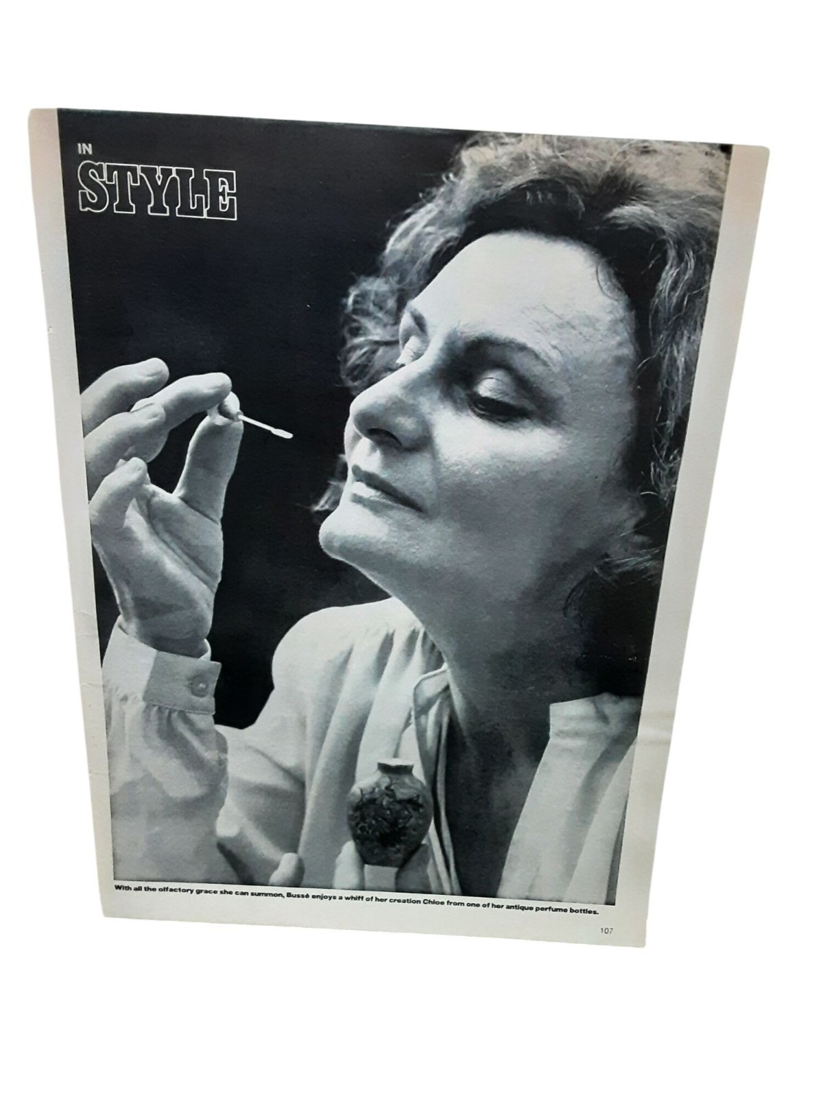 Vintage Busse Chloe Perfume Photo Page Magazine Cut Style Black White