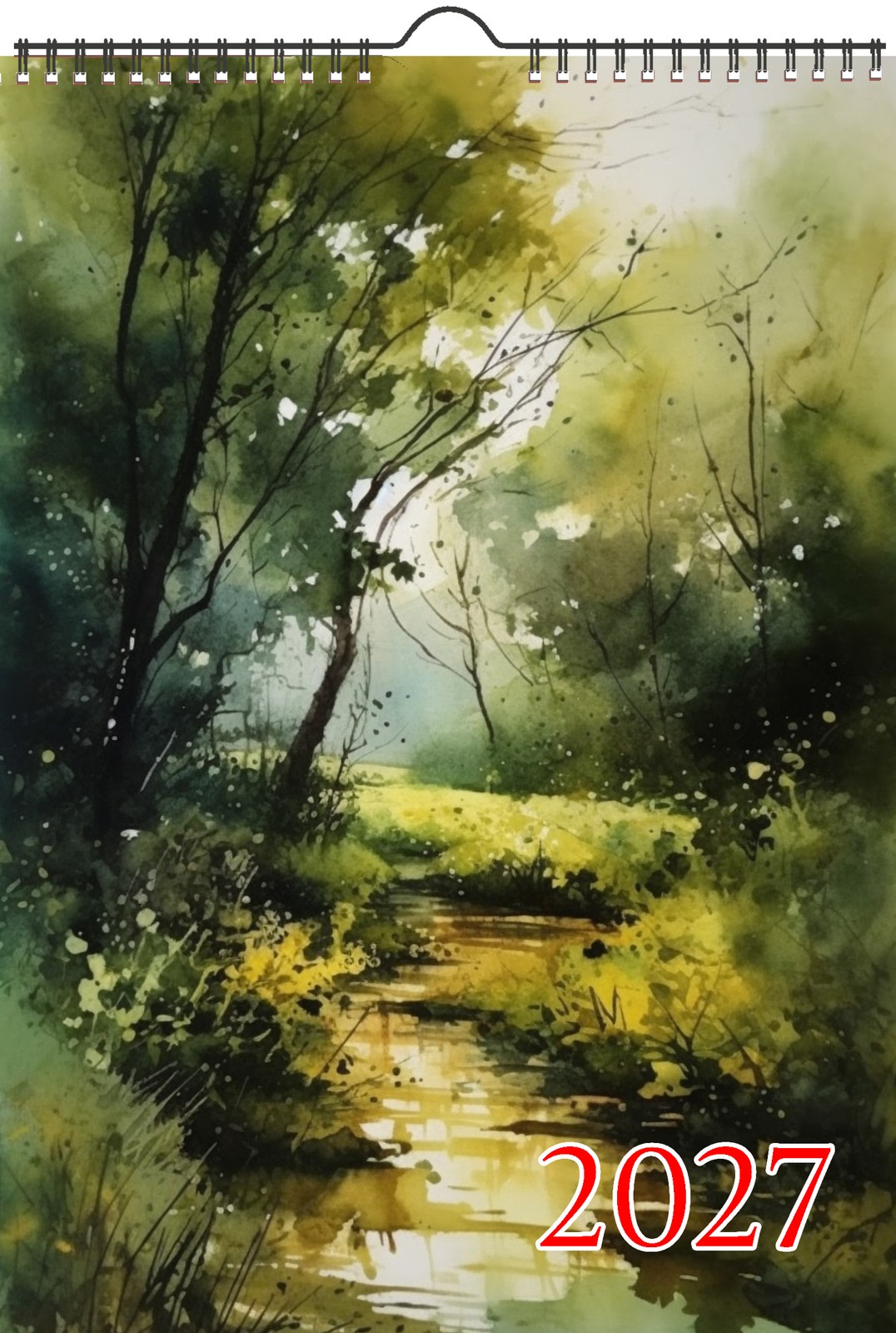 2027 Wall Calendar ~ Beautiful Sunny Green Forest Paths and Rivers
