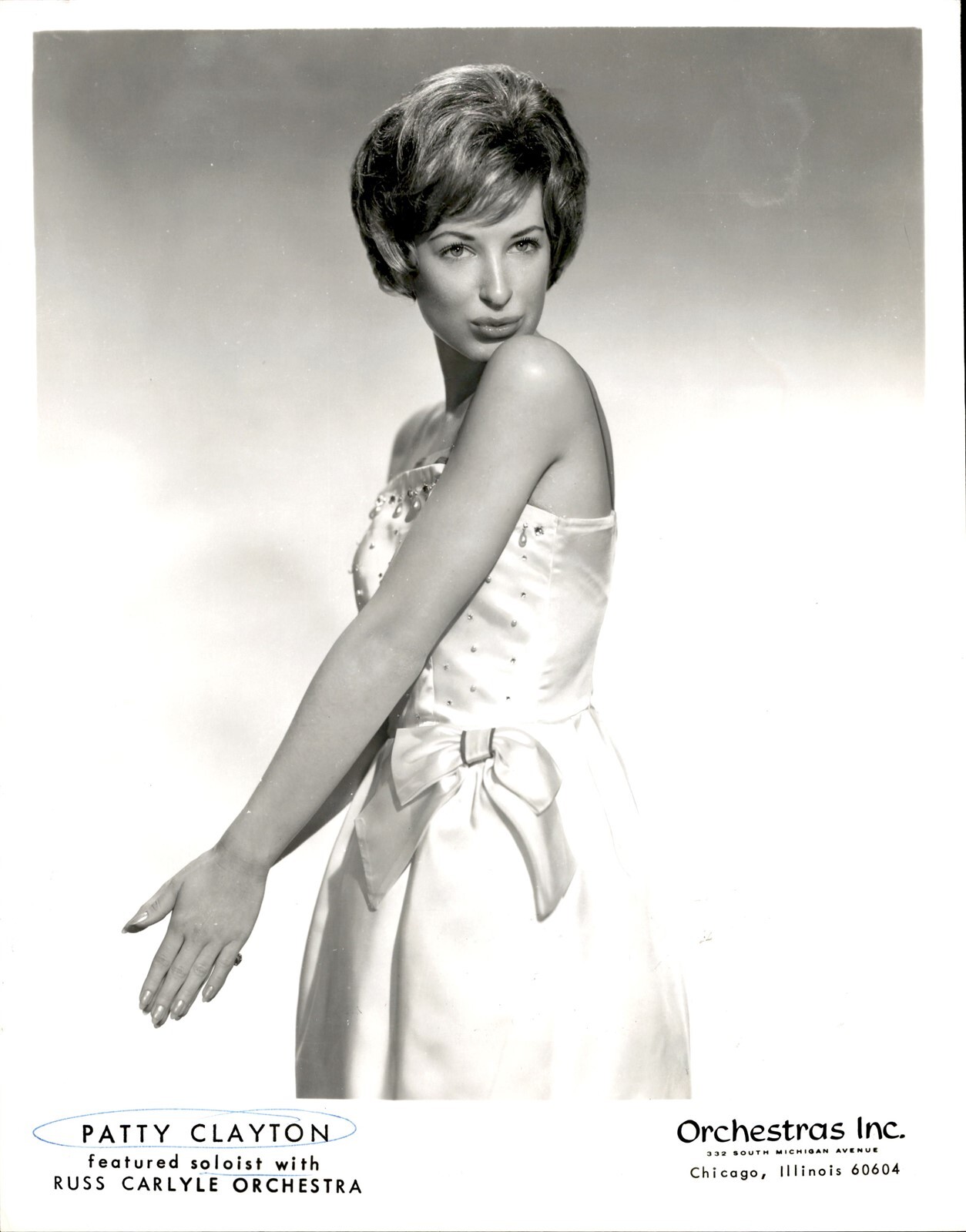 LG62 1964 Orig Photo PATTY CLAYTON Soloist with Russ Carlyle Orchestra Chicago