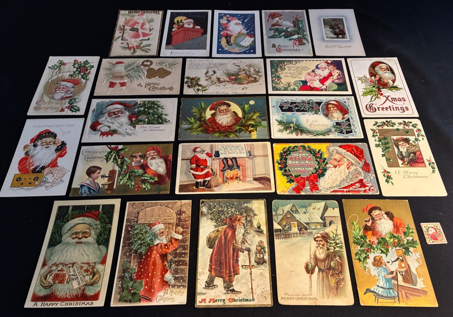 Lot of 24 Antique SANTA CLAUS Christmas Postcards Vintage Santa Seal Stamp