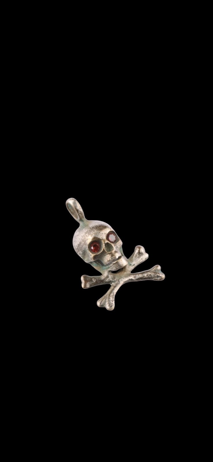 pendant Unique Antique Soldiers WWII Central European amulet skull red ruby eyes