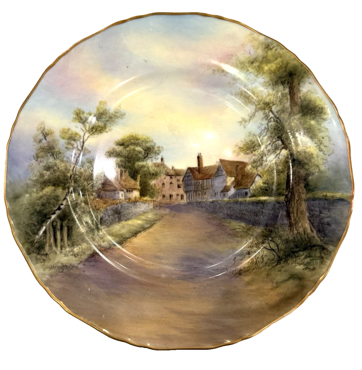 Pristine 1952 Royal Worcester Tewkesbury Plate Signed J. Smith 10.5