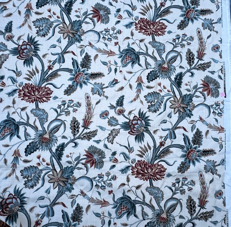 Rare Nina Campbell Vintages Caracas Linen Fabric Floral Osborne Little 1.5 Yds