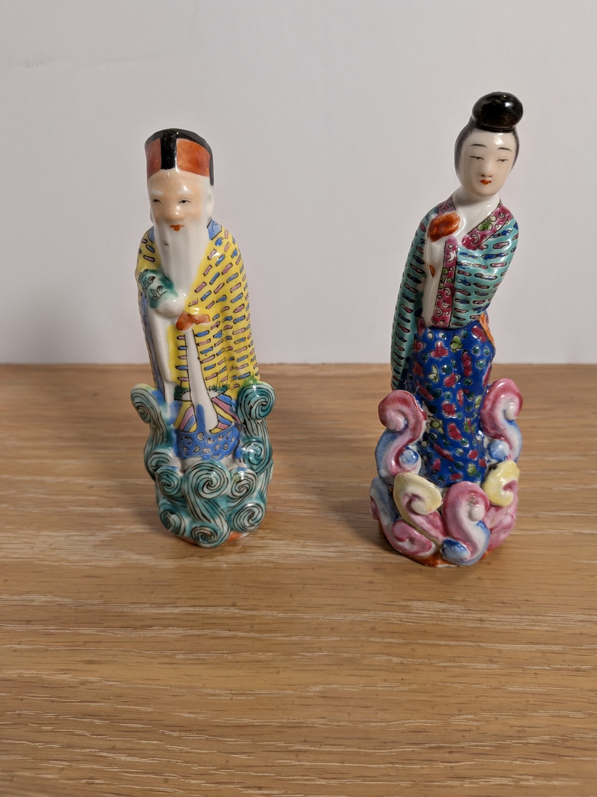 Vintage Chinese Porcelain Immortal figurines Man Woman Hand Painted Oriental