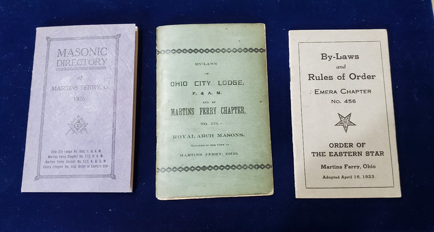1874+1923+1926-MASONIC DIRECTORY-BY LAWS-BY LAWS -MARTINS FERRY OHIO