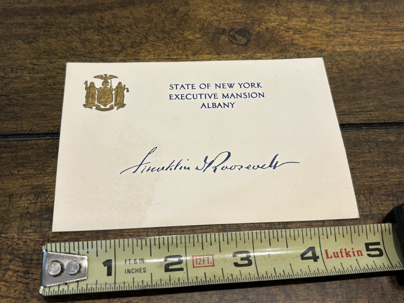 Franklin D Roosevelt Governor Of New York Executive Card Facsimile Please Read