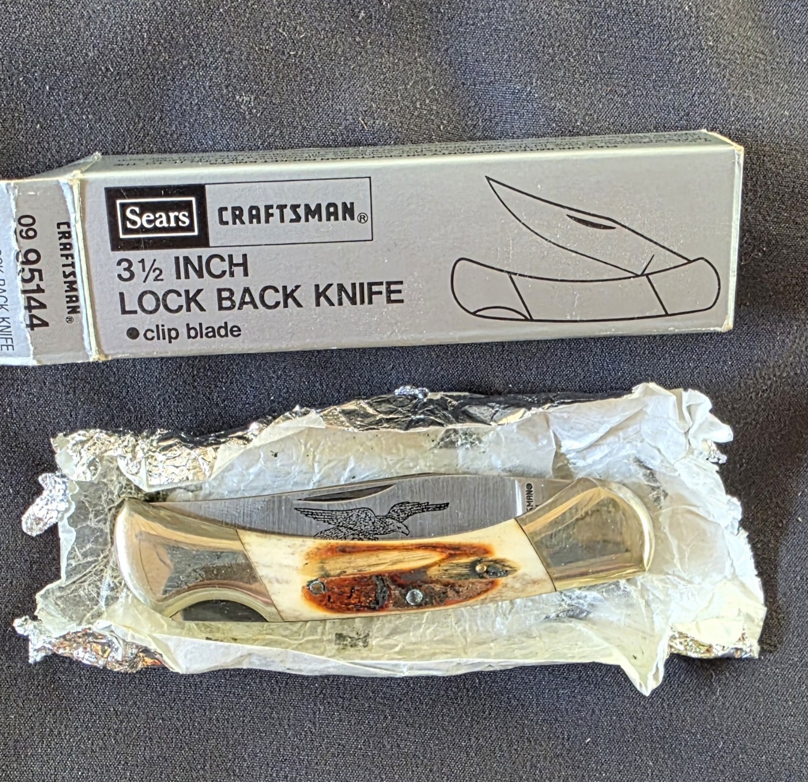 NOS Vintage Sears Craftsman Japan 95144 Bone Handle Folding Pocket Knife 1970\'s