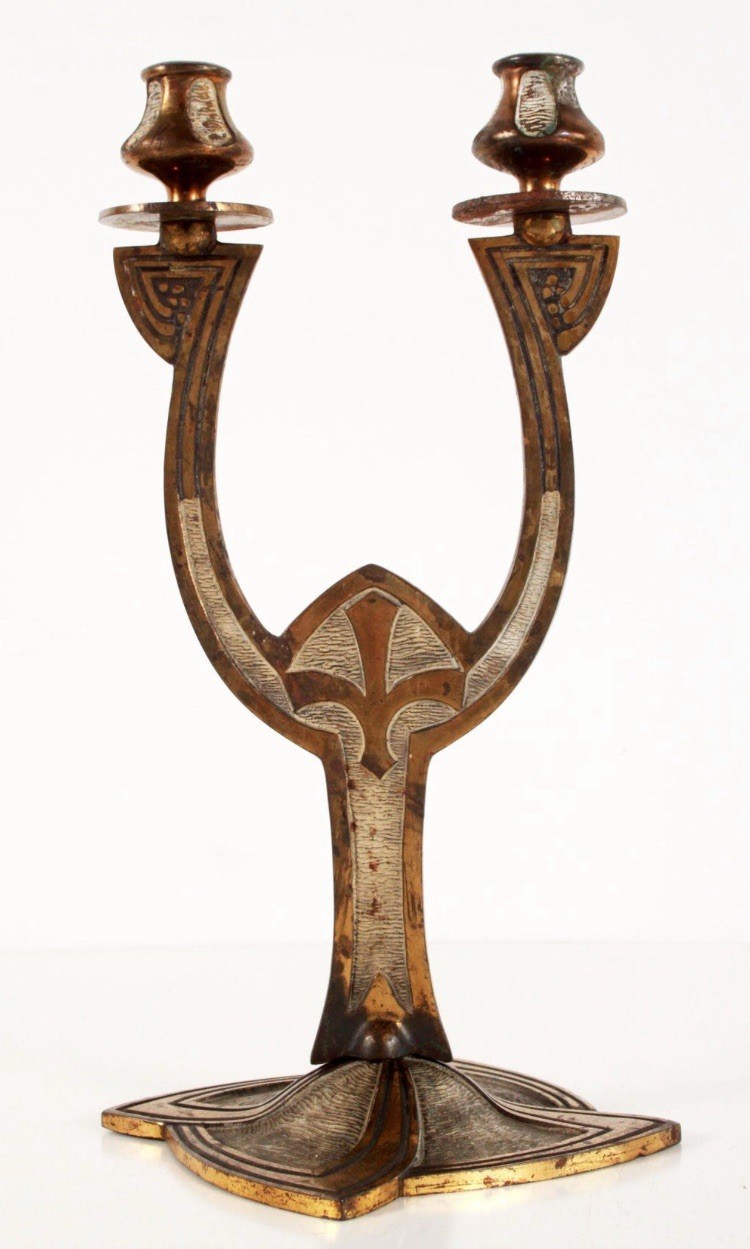 Antique Jugendstil Art Nouveau Double Candlestick Candelabrum Deffner  14”