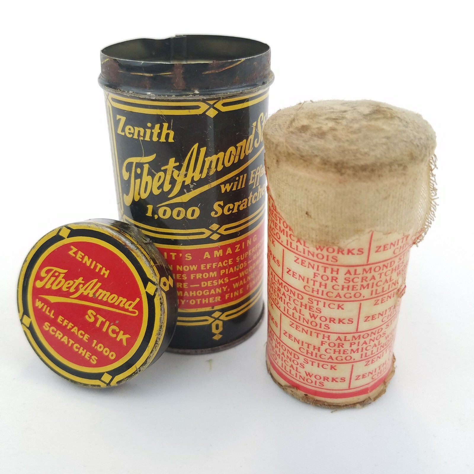 Zenith Tibet Almond Stick Furniture Radio Cabinet Scratch Remover Tin Vintage
