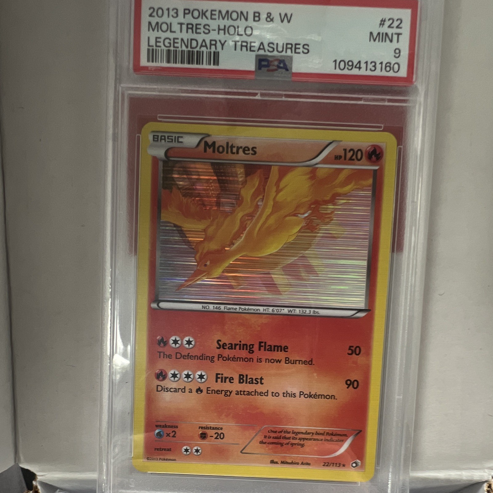 Pokémon 2013 Legendary Treasures Moltres Holo Card #22 PSA 9 English