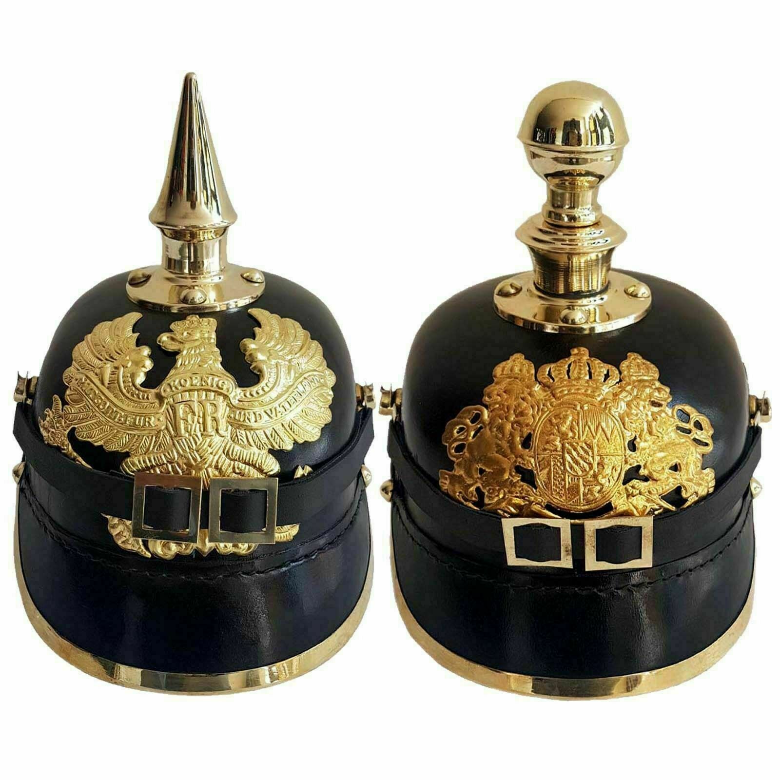 SET OF 2 PCS WW2 German Pickelhaube Spiked Leather Officer Helmet WW1 Helmet