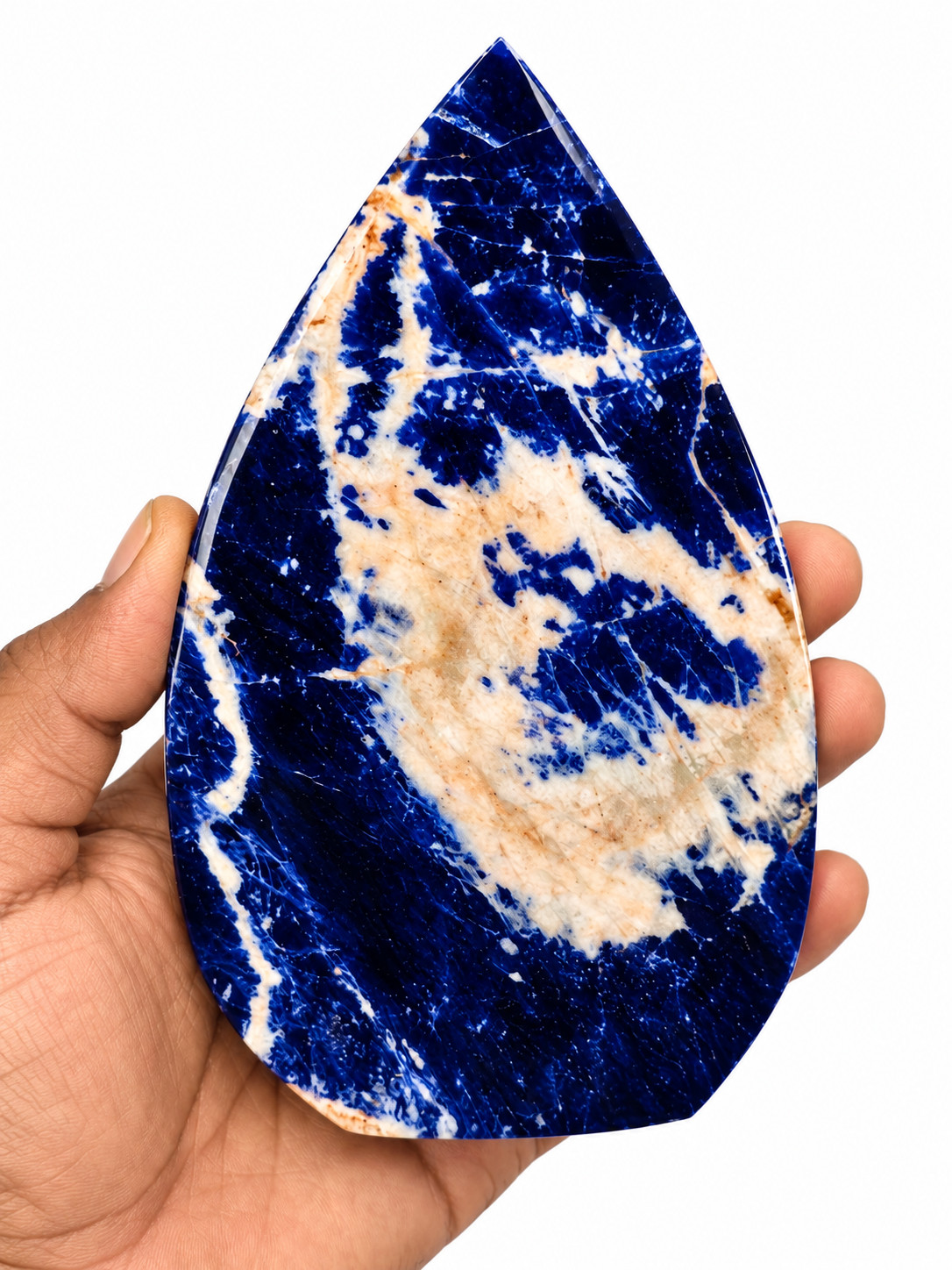 Sunset Sodalite Flame Crystal 6 Inch 800g 1.76lb Blue Freeform Tower Decor