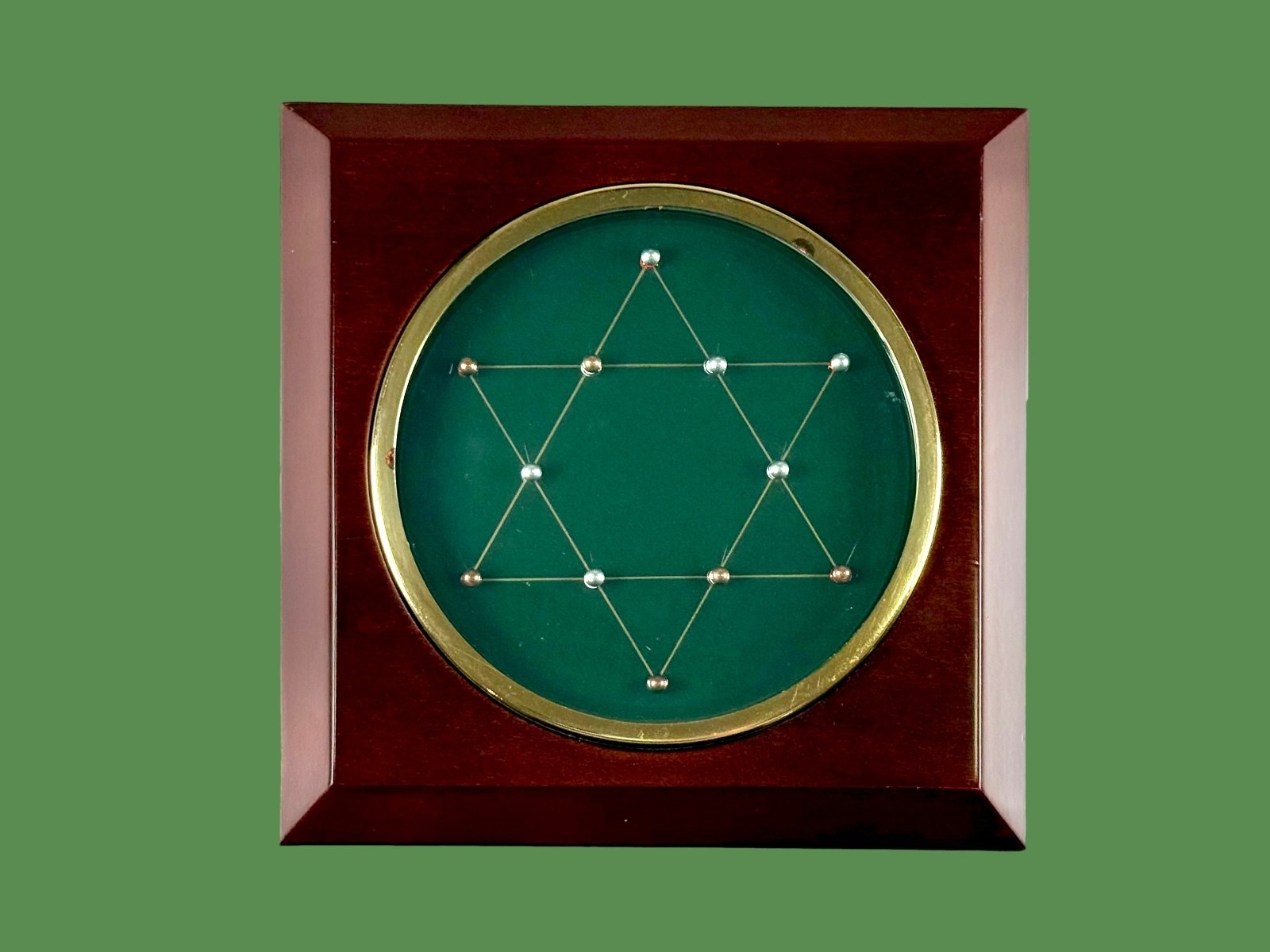 Vintage 1970s Dexterity Puzzle Wood Brass Glass Executive Desk Toy Made Taiwan