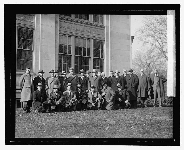 Photo:1929 Labor Group Men in Suits Outside Building