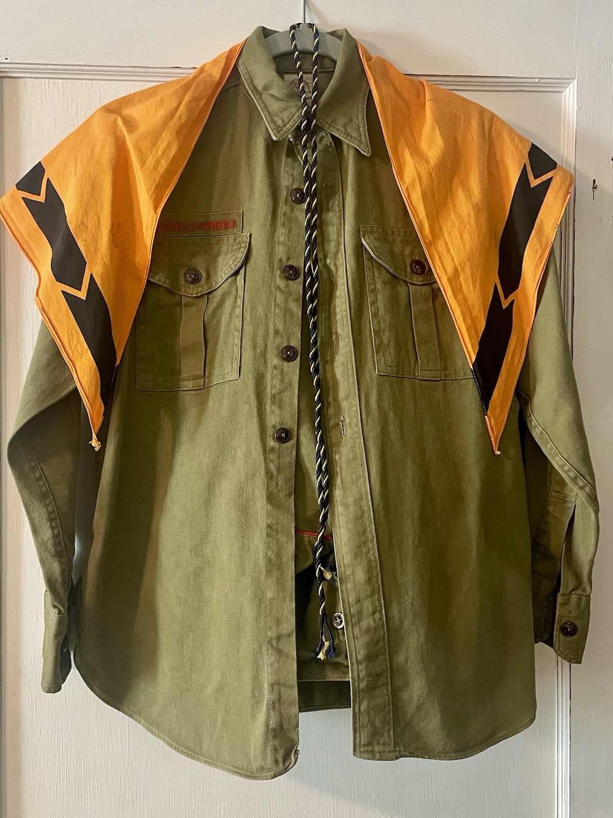 1950’s Vintage Boy Scouts Olive Green Shirt & Pants, Neckerchief
