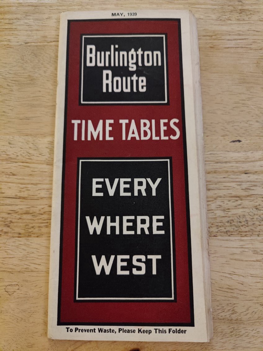 Burlington Route Train Schedule May 1939 Midwest Vintage