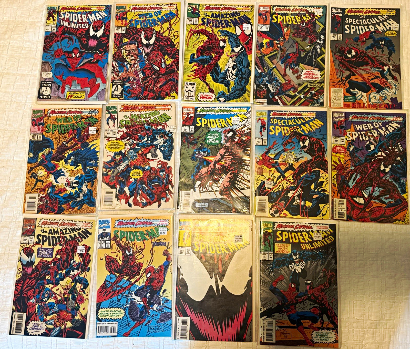 Marvel Comics Maximum Carnage Spider-Man Venom Carnage Comic Book Lot 1993