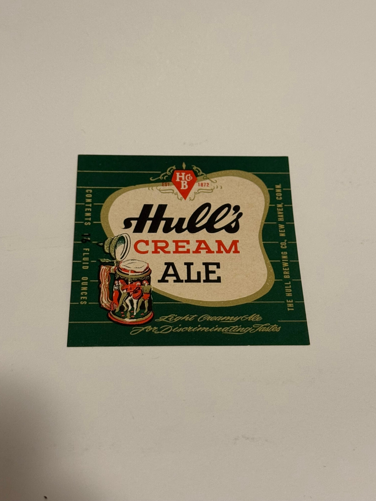 Vintage Hull's Cream Ale NOS Label New Haven Connecticut 16 oz 3