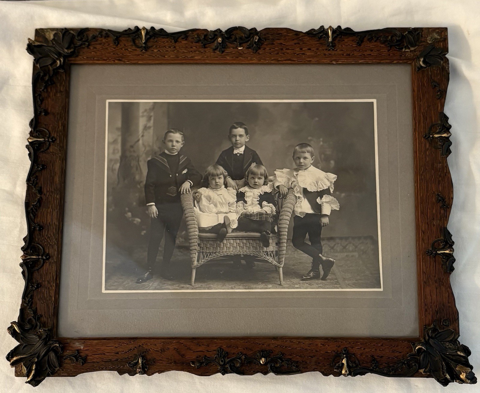 Antique Victorian Photo & Wood Frame Ornate Gesso Detailing 11 1/2”x 9 3/4” 1890