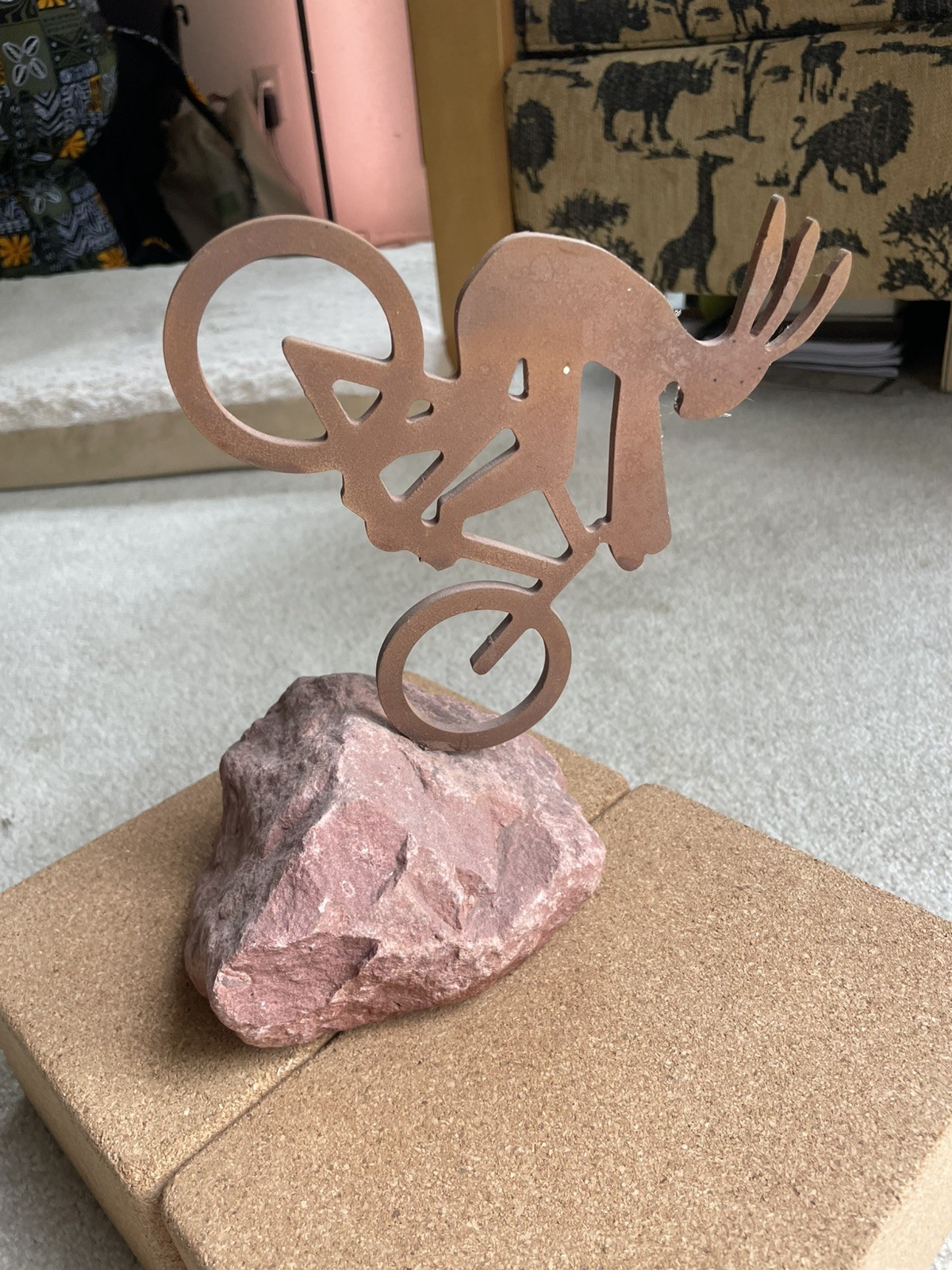 Vintage 1994 Performance Bike Mountain Biker Sculpture Red Stone Base Rare Find