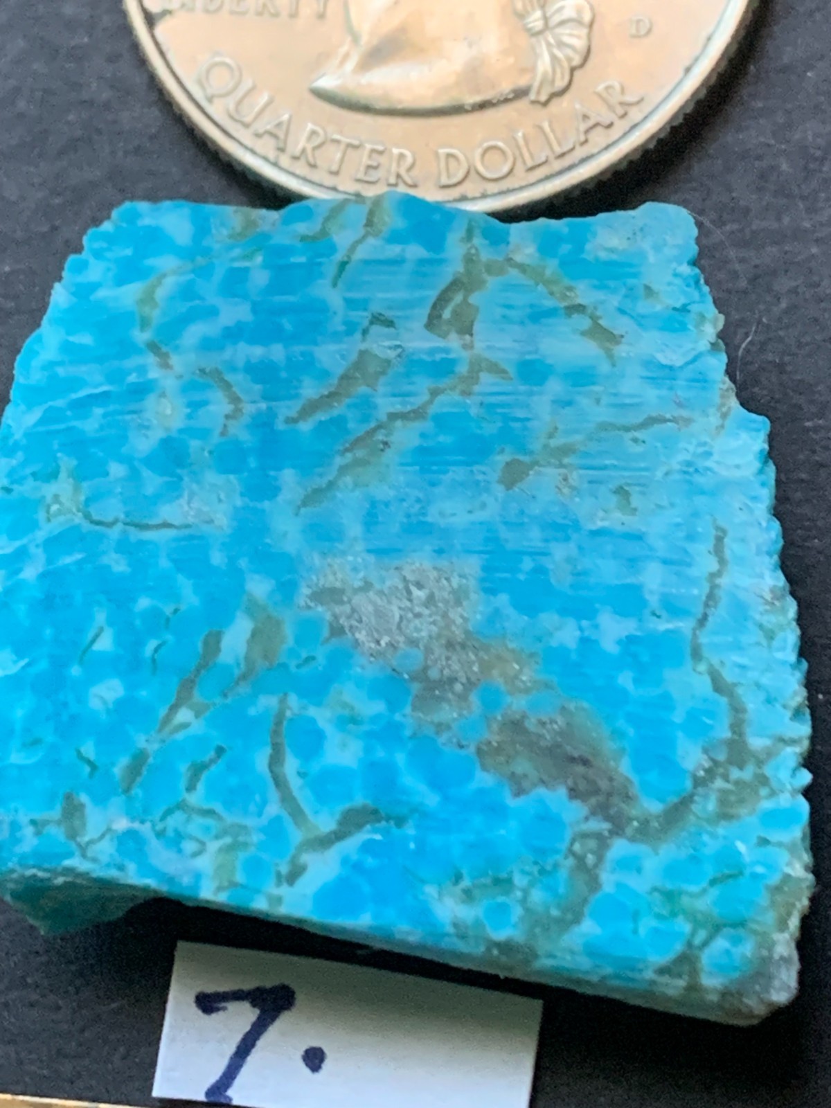 NICE  GENUINE KINGMAN TURQUOISE SLAB END CUT, 7 GRAMS,  