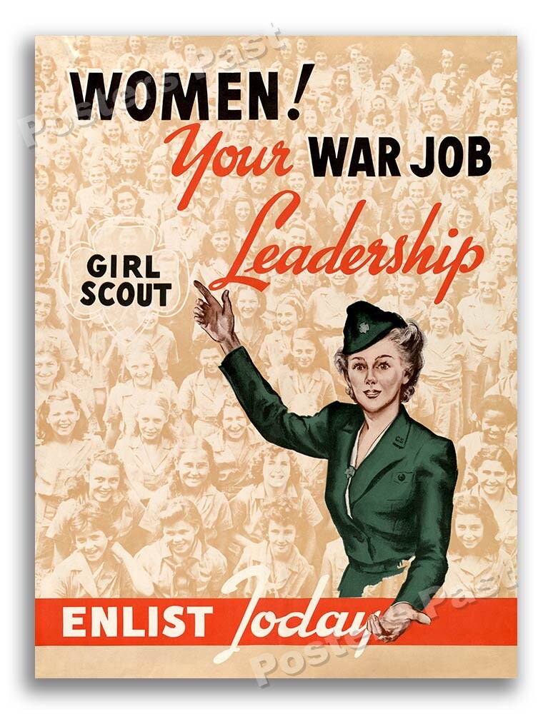 “Women  Your War Job” 1943 Girl Scout World War 2 Poster - 18x24