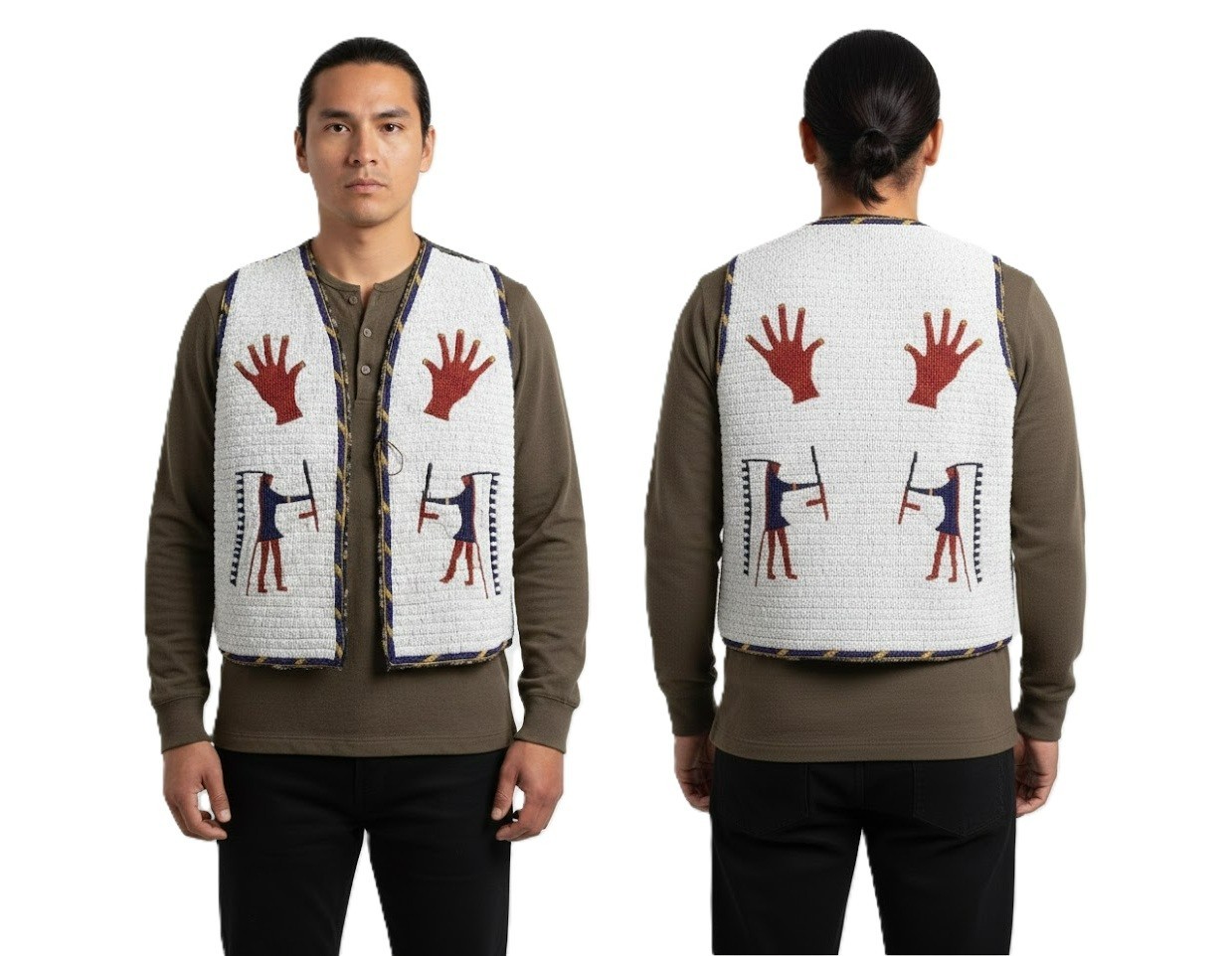 Old American Sioux Style Fully Beaded Front and Back Powwow Vest FV269