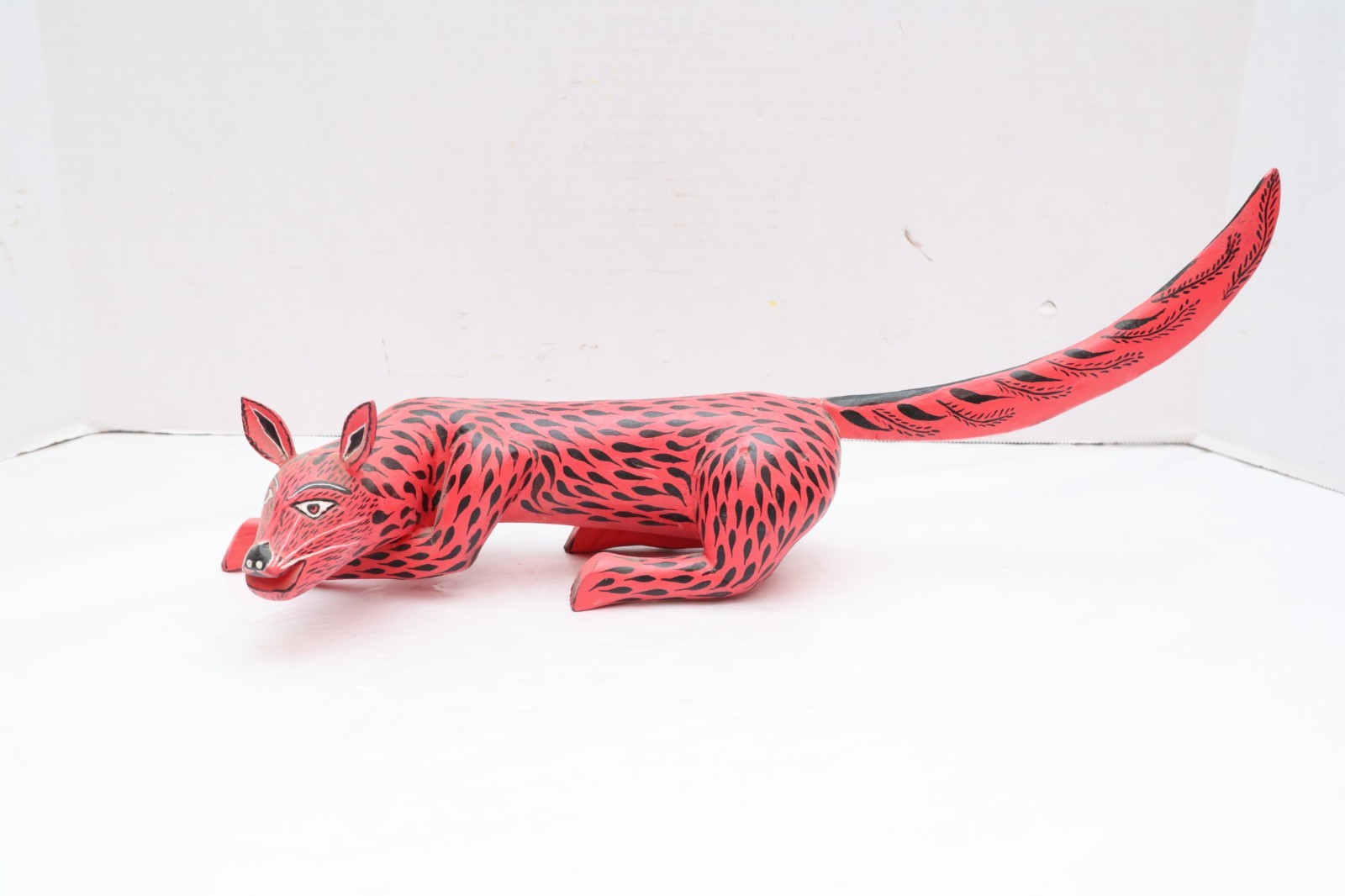 LARGE Oaxacan Alebrije Fox Animal Wood Carving Folk Art Signed 18