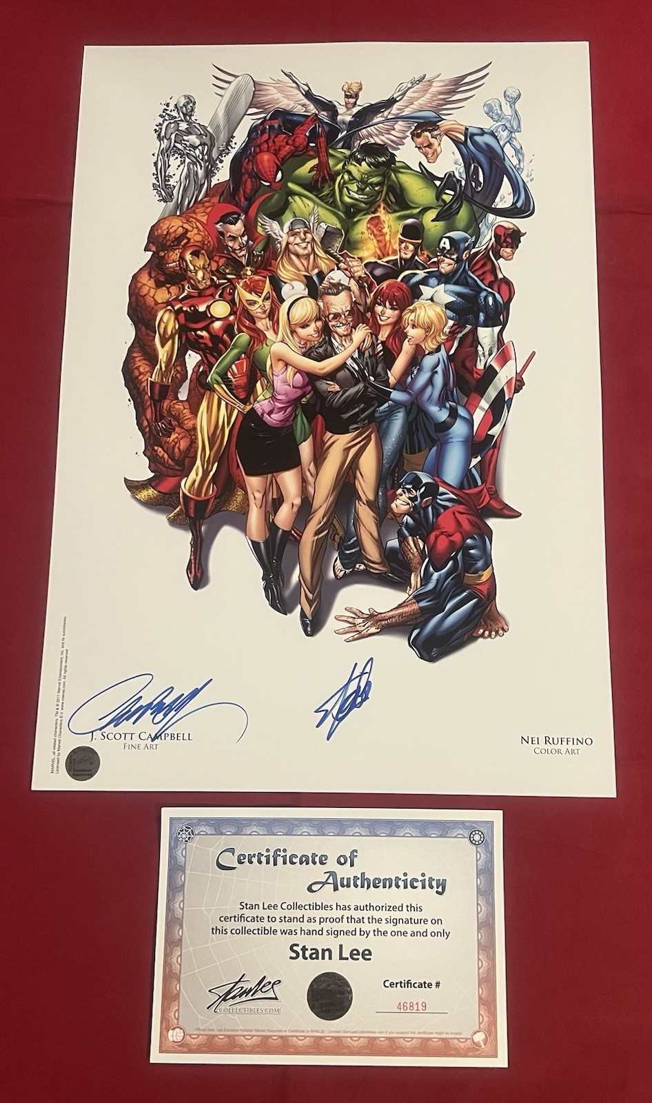 Avengers 1 SDCC Heroes Campbell Color Litho Signed by Stan Lee w/ COA & Campbell