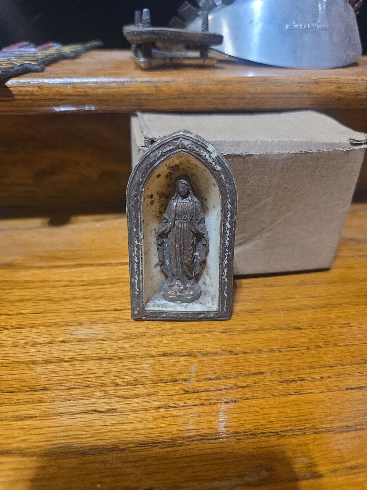Vintage Catholic Virgin Mary Miniature Altar Shrine Grotto