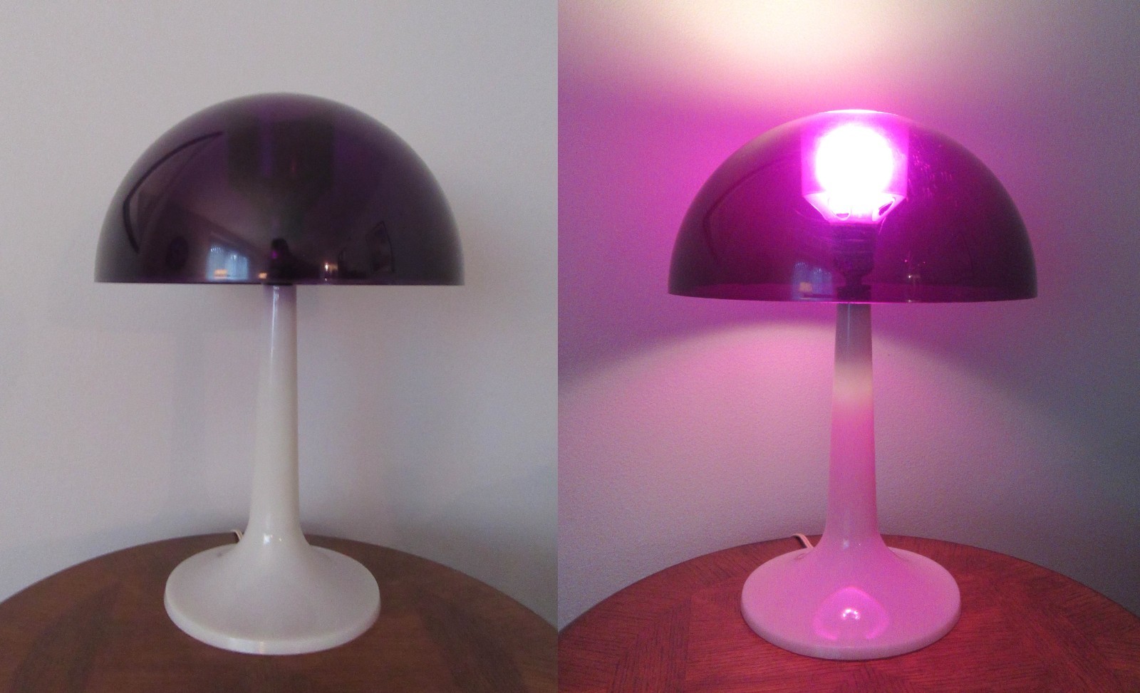 Vintage Gilbert Softlite PURPLE MUSHROOM TABLE LAMP Mid-Century Modern Plastic