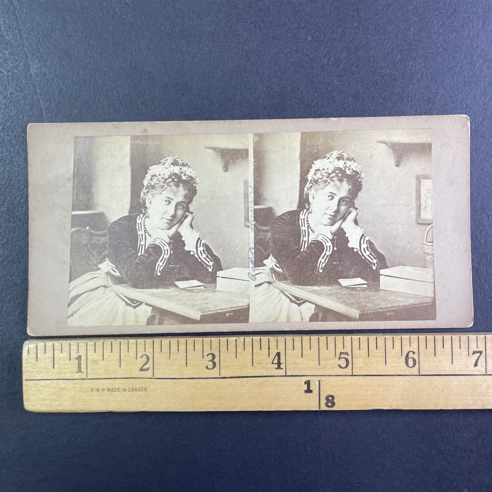 Victorian Woman Portrait Stereoview Antique c1870s Traditional Clothing