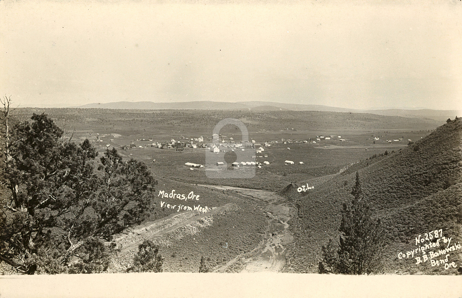 Madras, OR Oregon. View from west 1910  RPPC Photo Postcard Copy